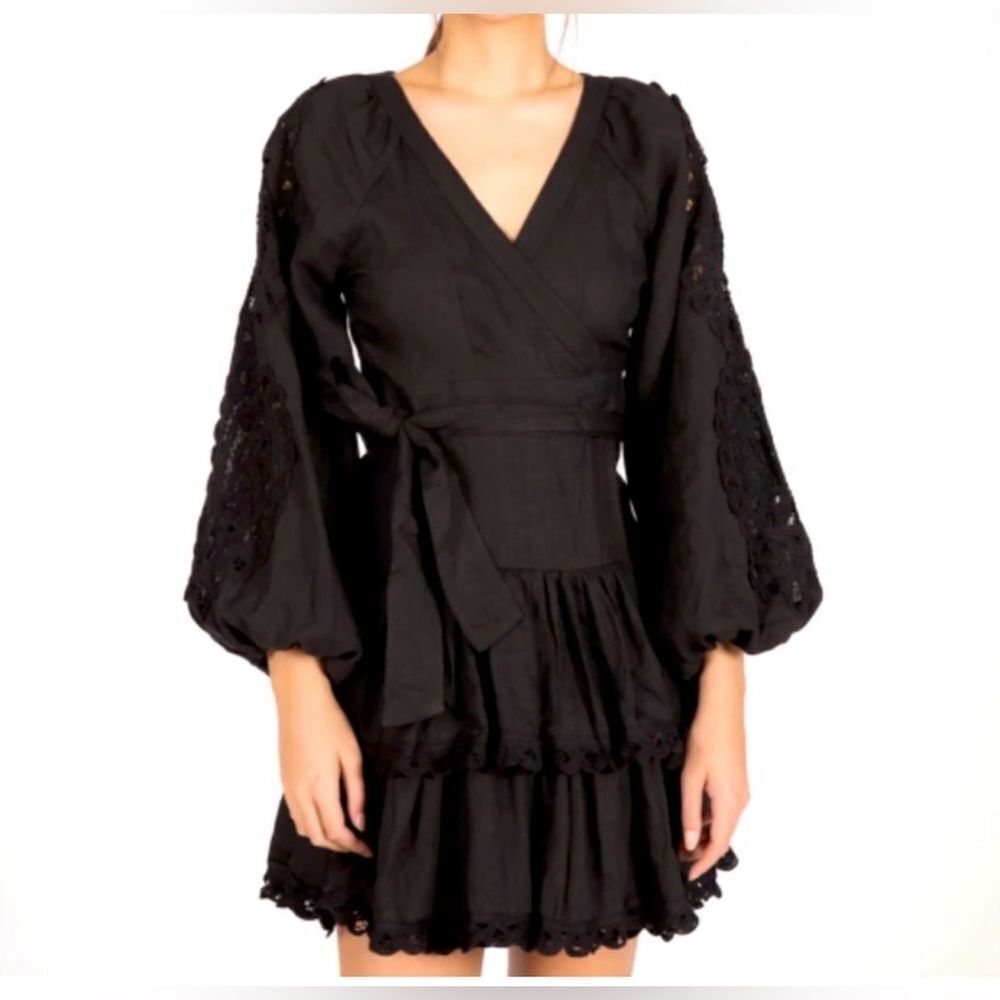 FREE PEOPLE MAIA BERGMAN MIKA LINEN WRAP DRESS